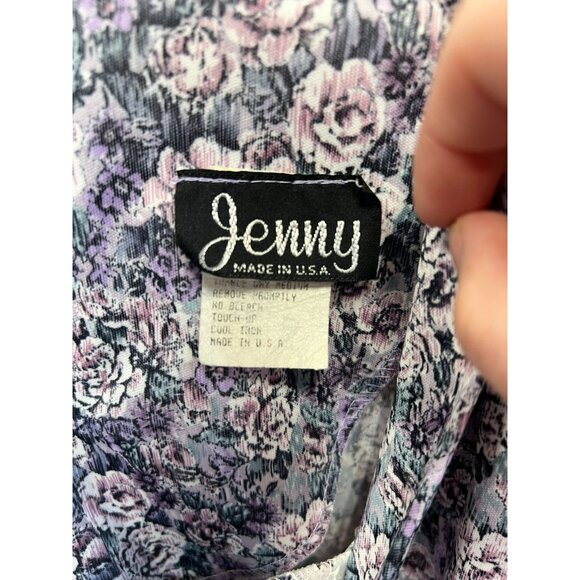 Vintage Jenny Womens Two Piece Blouse Skirt Set Size 20W Purple Floral 80s - Picture 2 of 16